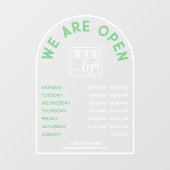 Wit Groen Boogvormig Frame Openingstijden Logo Raamsticker (Vel)