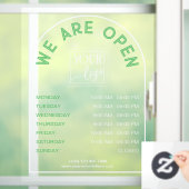 Wit Groen Boogvormig Frame Openingstijden Logo Raamsticker (Huis)