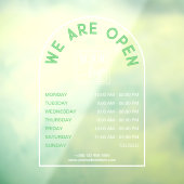Wit Groen Boogvormig Frame Openingstijden Logo Raamsticker (Vel 3)