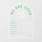 Wit groen boogvormig Lijst openingstijden Logo Raamsticker (Vel)