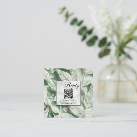  wit groen botanisch blad QR-code Informatiekaartje (Staand voorkant)