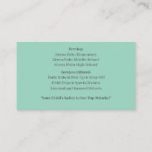 Wit Groen Buschauffeur Gele School Bus Visitekaartje (Achterkant)