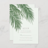 Wit Groen Elegante Tropische Palm Bladeren RSVP Kaart (Voorkant / Achterkant)