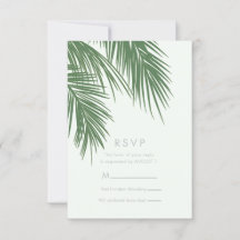 Wit Groen Elegante Tropische Palm Bladeren RSVP
