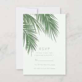 Wit Groen Elegante Tropische Palm Bladeren RSVP Kaart