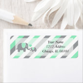 Wit, groen en grijs Baby shower van olifanten Etiket (Insitu)