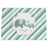 Wit, groen en grijs Baby shower van olifanten Large Cadeautasje (Voorkant)