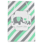 Wit, groen en grijs Baby shower van olifanten Medium Cadeauzakje (Voorkant)