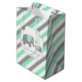 Wit, groen en grijs Baby shower van olifanten Medium Cadeauzakje (Achterkant Gekanteld)