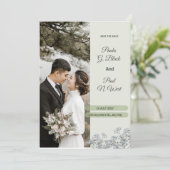 Wit Groen en Licht Roze Bloemen Luxe Huwelijk Kaart (Staand voorkant)