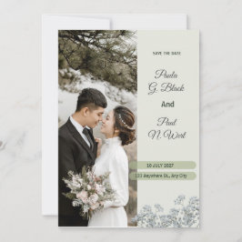 Wit Groen en Licht Roze Bloemen Luxe Huwelijk Kaart