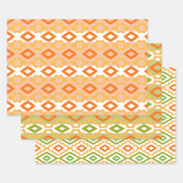 Wit groen en Oranje Inpakpapier Vel