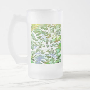 Wit, groen en poederblauw camouflagepatroon matglas bierpul