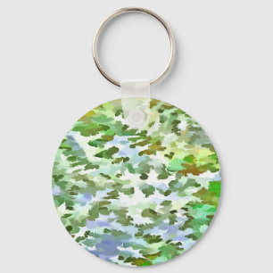 Wit, groen en poederblauw camouflagepatroon sleutelhanger
