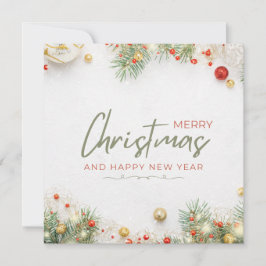 Wit Groen en Rood Eenvoudig Vrolijk Kerstfeest Feestdagenkaart