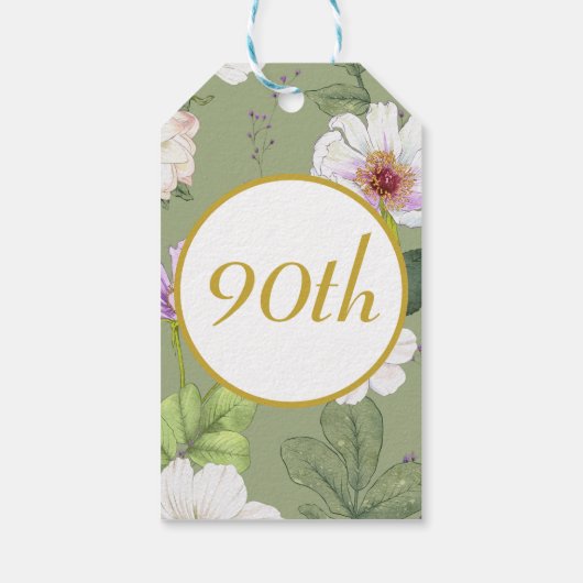Wit Groen Goud Bloemen Elegant Modern Age Cadeaulabel (Achterkant)