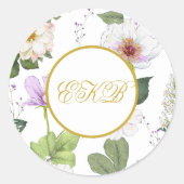 Wit Groen Goud Bloemen Elegant Modern Age Ronde Sticker (Voorkant)