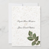 Wit groen goud glitter blad confetti bruiloft kaart (Achterkant)