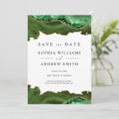 Wit & Groen Goud Save the Date Kaart (Staand voorkant)
