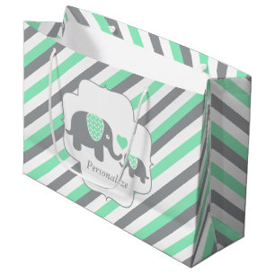 Wit, groen & grijs Baby shower van Elephants Large Cadeautasje