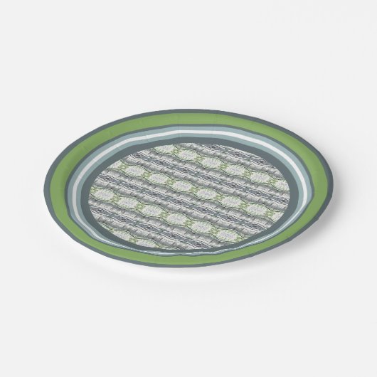 Wit Groen Grijs en blauw Papieren Bordje (Gekanteld)