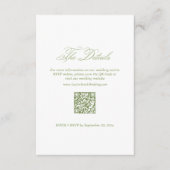 Wit & Groen Huwelijksdetails RSVP Qr Code Informatiekaartje (Voorkant)