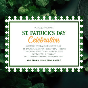 Wit & Groen Klaver St. Patrick's Dag Feest Kaart