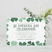 Wit & Groen Klaver St. Patrick's Dag Feestje Kaart (Staand voorkant)