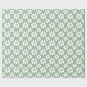 Wit groen madeliefjespatroon cadeaupapier