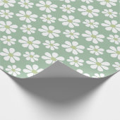 Wit groen madeliefjespatroon cadeaupapier (Hoek)