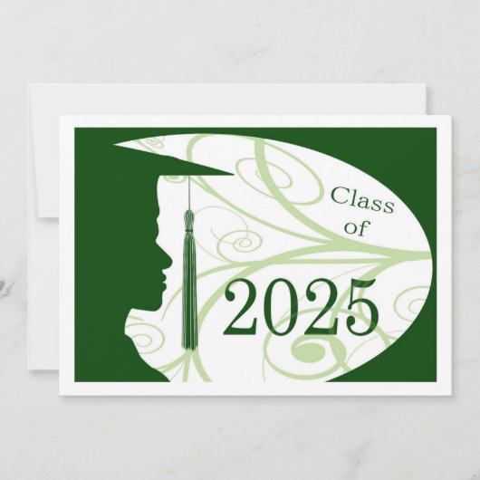 Wit/Groen Man Silhouette 2025 Afstudeerfeest Kaart (Voorkant)
