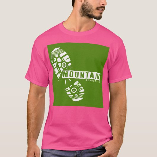 Wit Groen Man Step Mountain Adventure Actief T-shirt (Voorkant)