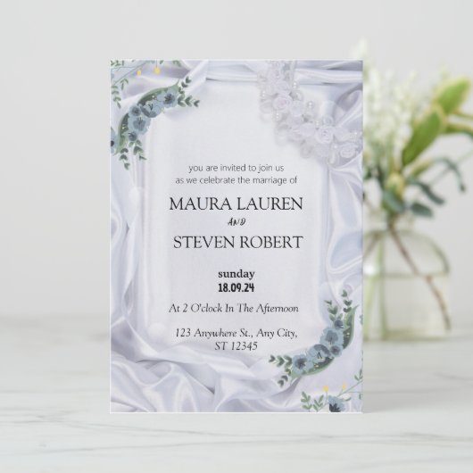 Wit Groen Modern Bruiloft Uitnodiging Poster (Staand voorkant)