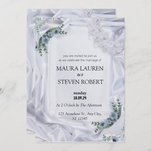 Wit Groen Modern Bruiloft Uitnodiging Poster (Voorkant / Achterkant)
