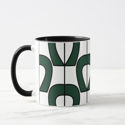Wit Groen Modern Geometrisch Abstract Mok (Links)