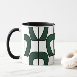 Wit Groen Modern Geometrisch Abstract Mok