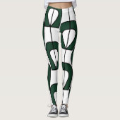 Wit Groen Modern Geometrisch Pret Workout Leggings (Voorkant)