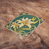 Wit Groen Oosterse Lily Art Nouveau Geïnspireerd Tegeltje
