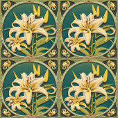 Wit Groen Oosterse Lily Art Nouveau Geïnspireerd Tegeltje
