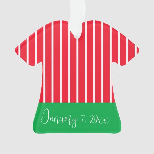 Wit Groen Rode Baby's Eerste Kerstmis Ornament (voorkant)