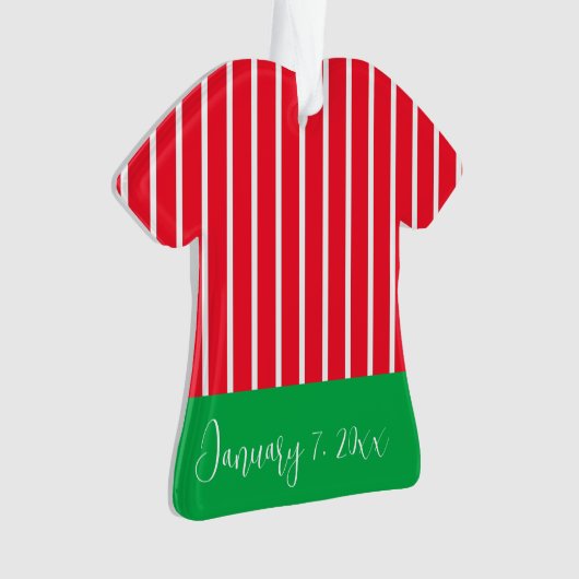 Wit Groen Rode Baby's Eerste Kerstmis Ornament (voorkant)