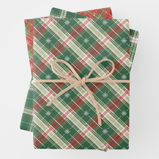 Wit, Groen, Rood Kerstspel Inpakpapier Vel (In situ)