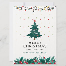 Wit Groen Rood Merry Christmas Poster Feestdagenkaart