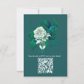 Wit/Groen Roos Bloemen op Groen patroonpapier RSVP Kaartje (Achterkant)