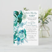 Wit / groen Roos Bloemen op wit knapperig papier Kaart (Staand voorkant)