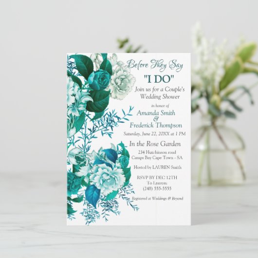 Wit / groen Roos Bloemen op wit knapperig papier Kaart (Staand voorkant)