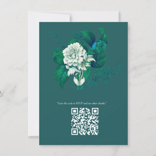 Wit / groen Roos Bloemen op wit knapperig papier Kaart (Achterkant)