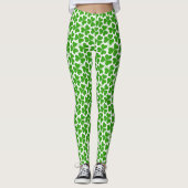 Wit & Groen St. Patrick's Day Klaverpatroon Leggings (Voorkant)