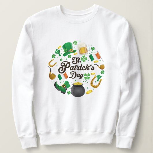 Wit Groen St Patricks Day Lucky Charms Trui (Design voorkant)