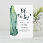 Wit & Groen Tropical Leaf Classy Oh Baby shower Kaart (Staand voorkant)